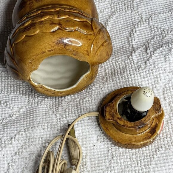 Vtg Groovy Green Eyes Ceramic Owl Bird Small Table Night Light Lamp 6.5” As Is - Picture 5 of 7